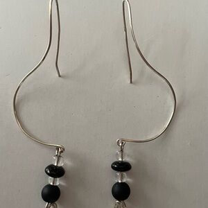 Sterling Silver and Black Onyx Matte beads Earrings